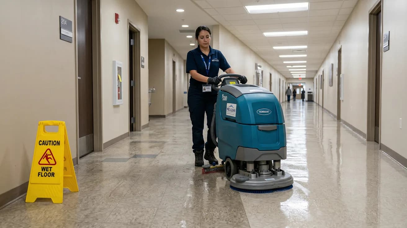 Before and after commercial floor restoration showing dramatic results
